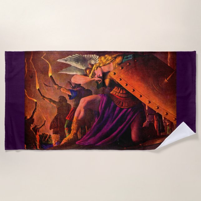 Brunhilde Weeps at Sigfried’s Funeral Pyre Beach Towel (Front)