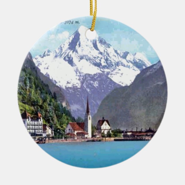 Brunnen, Lake Lucerne Ceramic Ornament (Front)