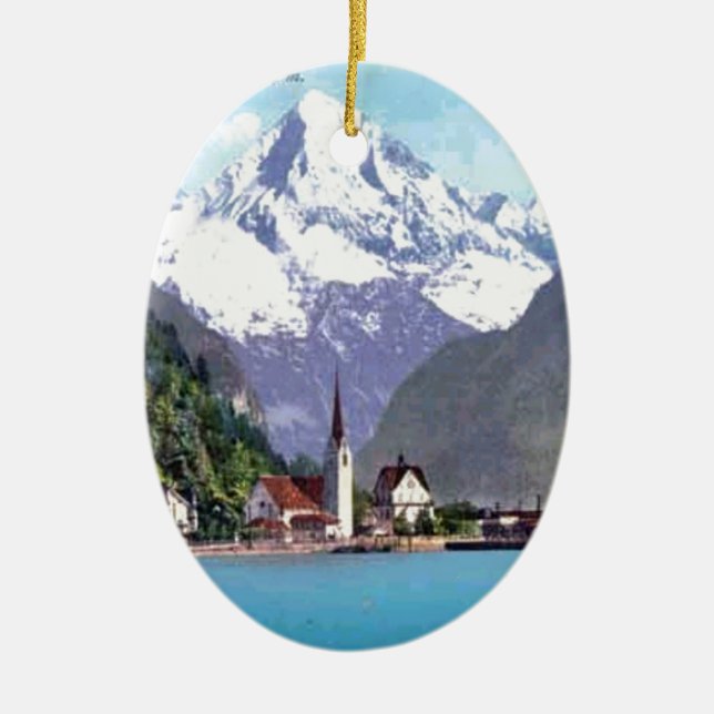 Brunnen, Lake Lucerne Ceramic Ornament (Front)