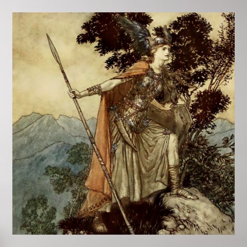 Brunnhilde Valkerie Maiden by Arthur Rackham Poster