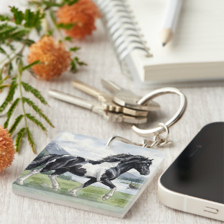 Brunskjottur Black pinto Icelandic Keychain