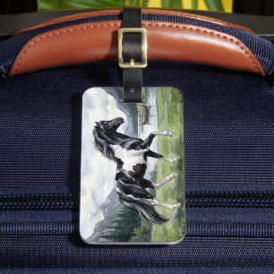 Brunskjottur Black pinto Icelandic Luggage Tag