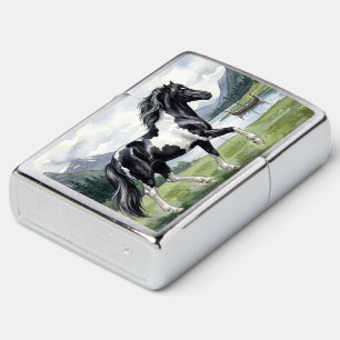 Brunskjottur Black pinto Icelandic Zippo Lighter