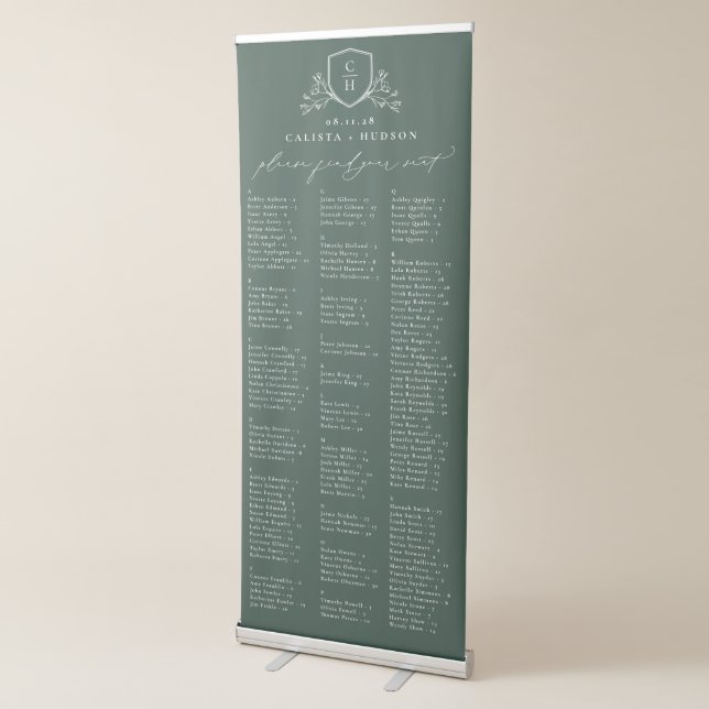 BRUNSWICK CREST Green Alphabetical Seating Chart Retractable Banner (3/4)