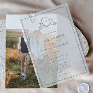 BRUNSWICK CREST Wedding Vellum Invitations