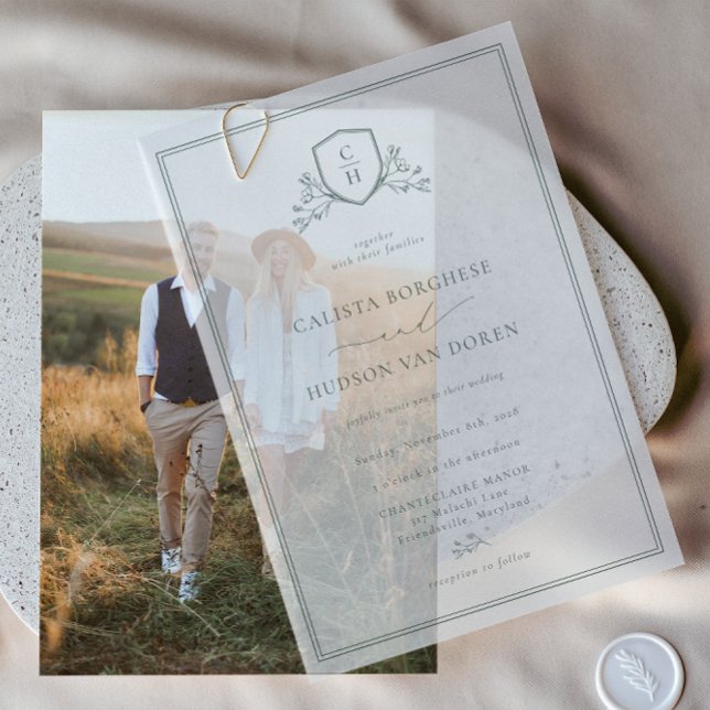 BRUNSWICK CREST Wedding  Vellum Invitations (Creator Uploaded)