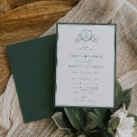BRUNSWICK Floral Monogram Wedding Crest Invitation<br><div class="desc">BRUNSWICK,  Elegant greenery and floral adorned crest,  wedding invitation. Modern and timeless monogram wedding crest in green with trendy minimalist typography template and frame border.</div>