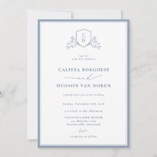 BRUNSWICK Floral Monogram Wedding Crest Invitation