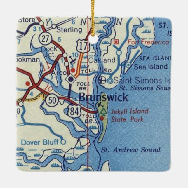 Brunswick GA Jekyll Island Ceramic Ornament (Back)