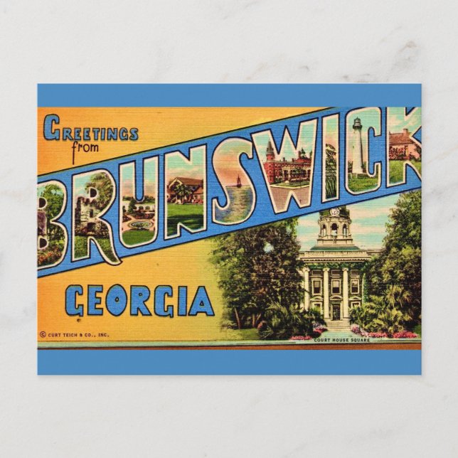 Brunswick Georgia Retro  Postcard (Front)