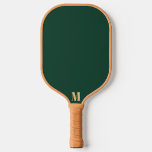 Brunswick Green and Indian Yellow Modern Monogram Pickleball Paddle