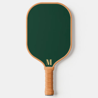 Brunswick Green and Indian Yellow Modern Monogram  Pickleball Paddle