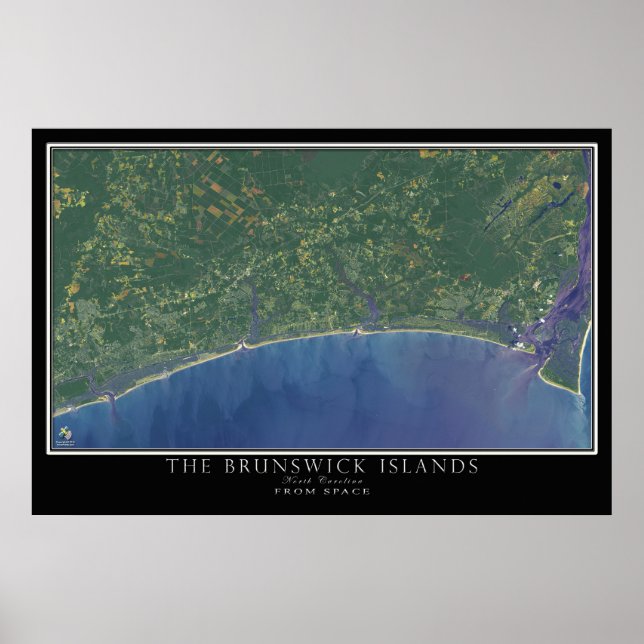 Brunswick Islands North Carolina Satellite Map  Poster (Front)