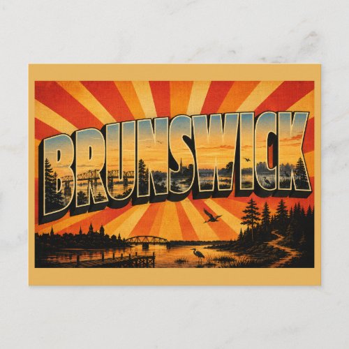 Brunswick Maine Tidal River Salt Marshes Art Postcard