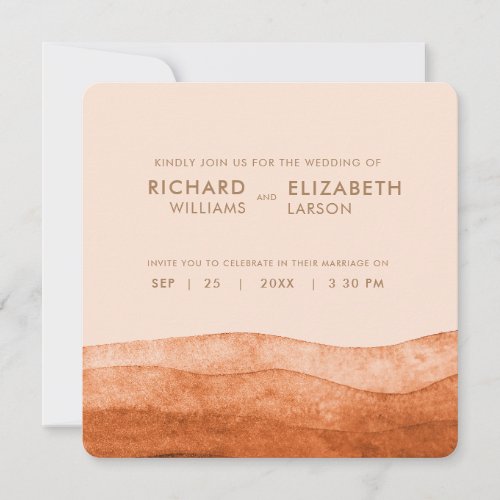 Brunt Orange Boho Fall Colors Terracotta Wedding Invitation