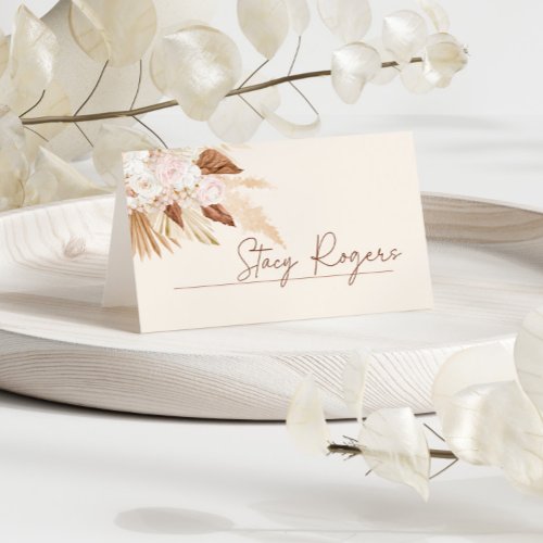 Brunt Umber Pampas Grass Wedding Place Card