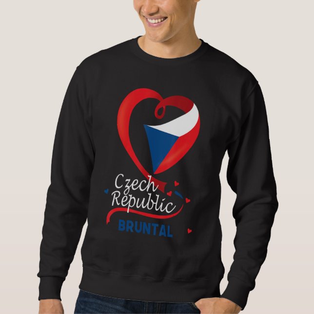 Bruntal Czech Republic Heart Flag Lion Coat Of Arm Sweatshirt (Front)