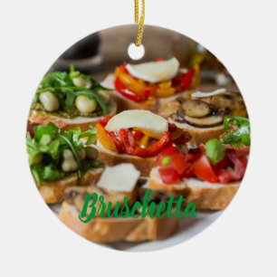 Bruschetta Antipasti with beans and arugula, Ceramic Ornament
