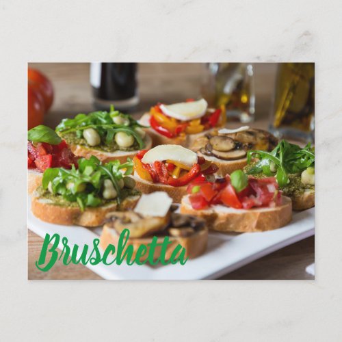 Bruschetta Antipasti with beans and arugula Holiday Postcard