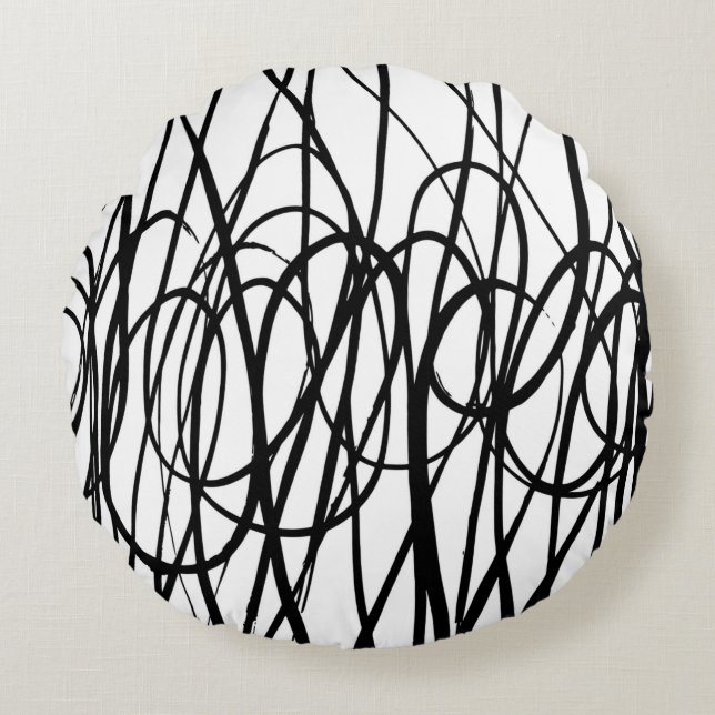 Brush abstract pattern. Grunge texture. Background Round Pillow (Front)