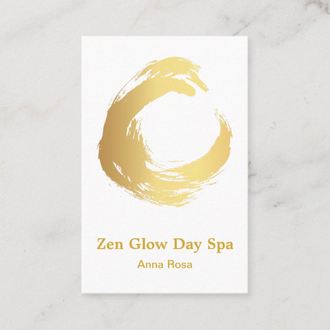 *~* Brush Abstract Reiki Spa Meditation Gold Business Card (Front)