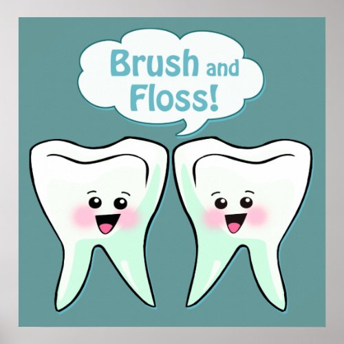 Brush and Floss Art Poster