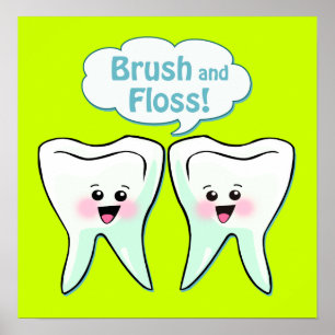 Brush and Floss Dentist Artwork Poster