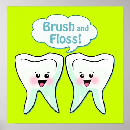 Brush and Floss Dentist Artwork Poster