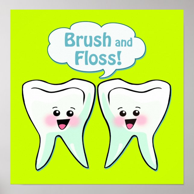 Brush and Floss Dentist Artwork Poster (Front)