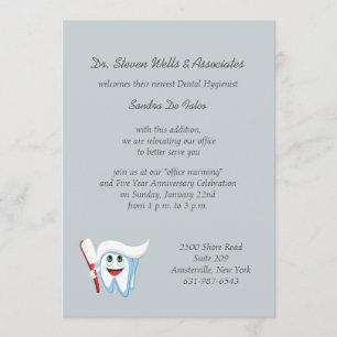 Brush and Tooth Dental Announcement/Invitation Invitation
