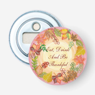 Brush Art of Fall Foliage For Thanksgiving Bottle Opener