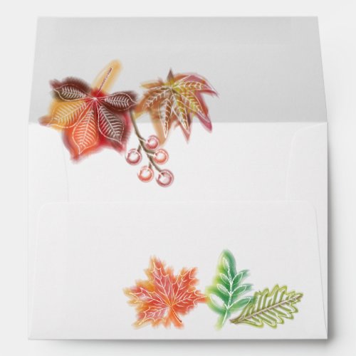 Brush Art of Fall Foliage For Thanksgiving Envelope