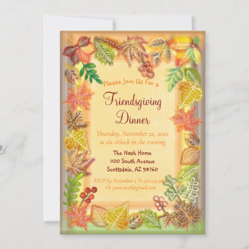 Brush Art of Fall Foliage for Thanksgiving Invitation