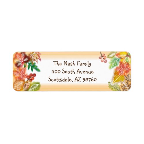Brush Art of Fall Foliage For Thanksgiving Label