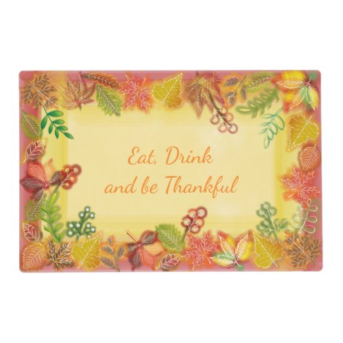Brush Art of Fall Foliage for Thanksgiving Placemat