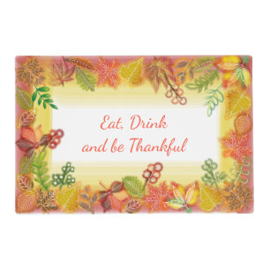 Brush Art of Fall Foliage For Thanksgiving Placemat