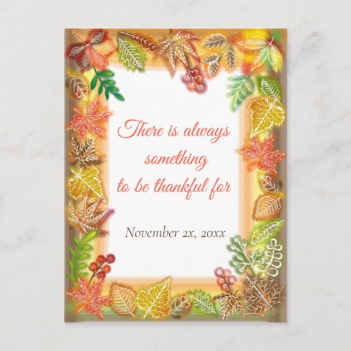 Brush Art of Fall Foliage For Thanksgiving Postcard
