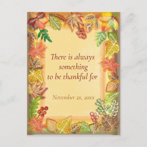 Brush Art of Fall Foliage for Thanksgiving Postcard