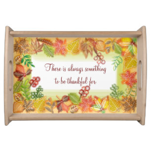 Brush Art of Fall Foliage For Thanksgiving Serving Tray