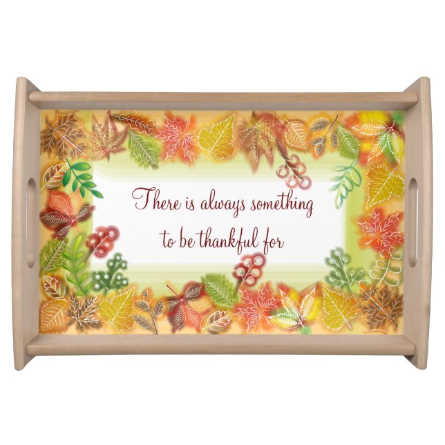 Brush Art of Fall Foliage For Thanksgiving Serving Tray (Front)
