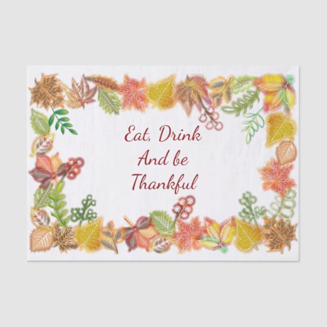 Brush Art of Fall Foliage For Thanksgiving Tissue Paper (Front)