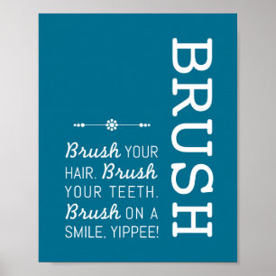 Brush Bathroom Rules Poster Art Print 8x10