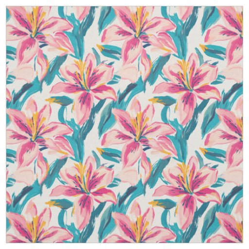 Brush Bloom Lilies Fabric