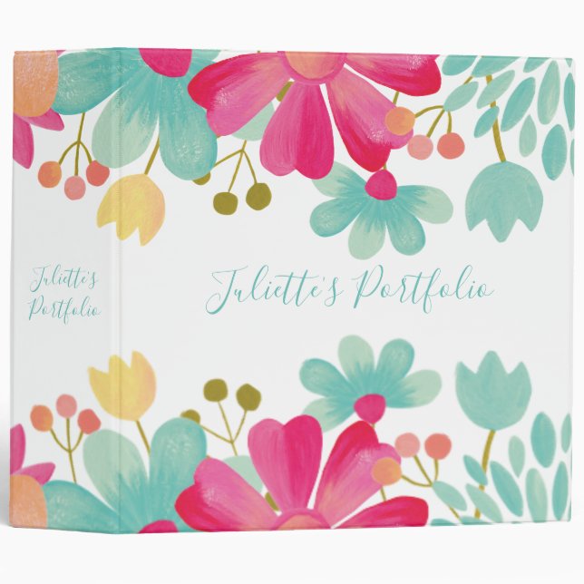 Brush Blossoms Recipe Book Portfolio Binder (Front/Spine)