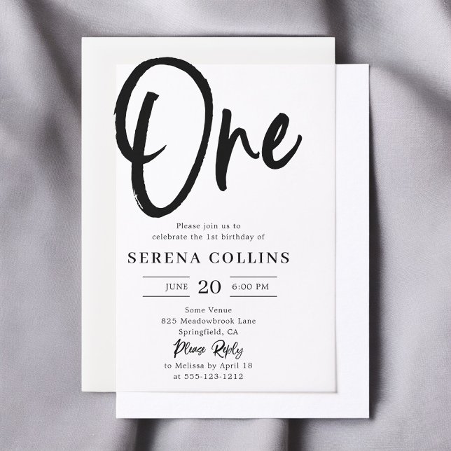 Brush Calligraphy 1st Birthday Vellum Invitations (Creator Uploaded)