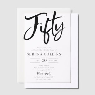 Brush Calligraphy 50 Birthday Vellum Invitations