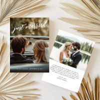 Brush Calligraphy Just Married Photo Elopement Announcement