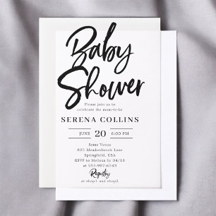 Brush Calligraphy Minimalist Baby Shower Vellum Invitations