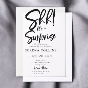 Brush Calligraphy Surprise Birthday Vellum Invitations