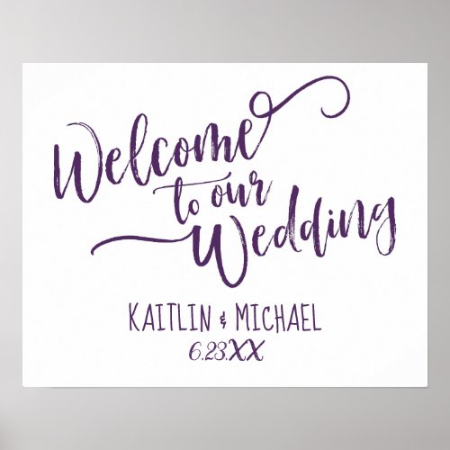 Brush Calligraphy Wedding Welcome Sign  Plum